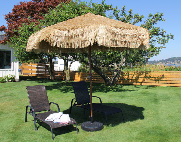 DestinationGear Palapa Tiki Whiskey 9 ft Patio Umbrella with Crank Lift and Easy Tilt