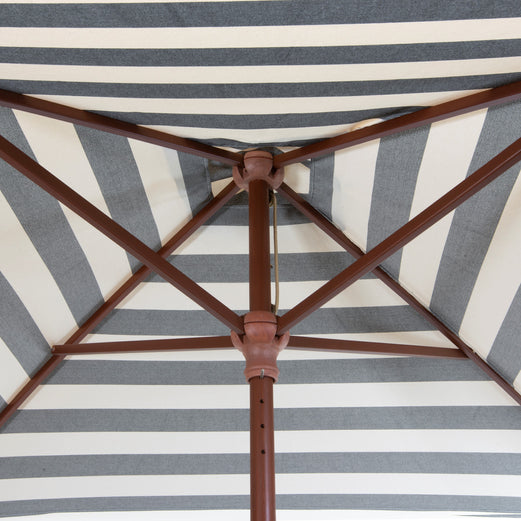 brown striped patio umbrella Classic Wood 6.5 ft Square Market Umbrella