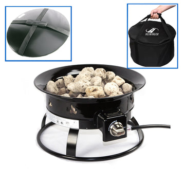 BUNDLE DEAL: Propane Fire Pit With Lid And Carry Bag